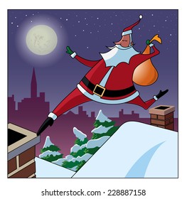 Chimney Leap / Santa Claus delivers gifts between houses.