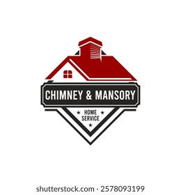 Chimney and Mansory Fireplace Home Service Construction Logo Template Vector