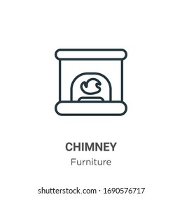 Chimney outline vector icon. Thin line black chimney icon, flat vector simple element illustration from editable furniture concept isolated stroke on white background