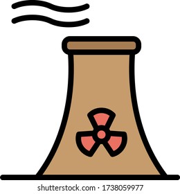 Chimney with radiation sign vector colorful icon design, Atomic reactor concept, nuclear power energy generation plant on white background, 
