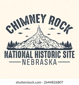 Chimney Rock Natioal historic site, Nebraska - Adventure t-shirt design for tourism