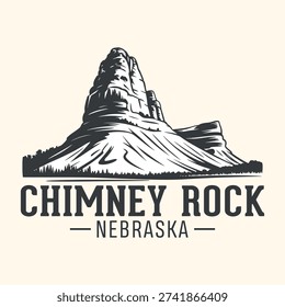 Chimney Rock Nebraska Vector Logo - Iconic Landmark Design