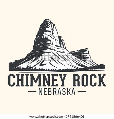 Chimney Rock Nebraska Vector Logo - Iconic Landmark Design