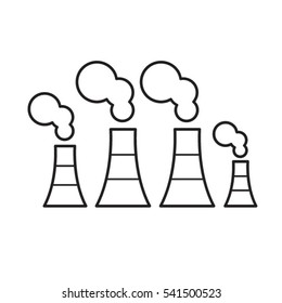 chimney with smoke in black outline-vector drawing