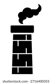 Chimenea con humo, estructura de ladrillo, icono de escape industrial