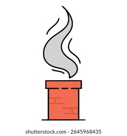 chimney with smoke flat color vector illustration template design