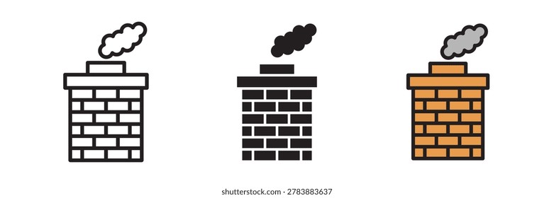 Chimney smoke icon representing fireplaces, winter warmth, and residential heating systems.