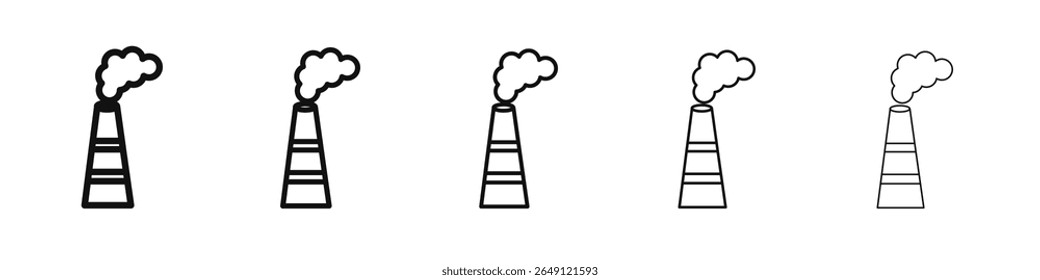 ícone de fumaça Chimney vetor delineamento conjunto sinal de ilustração