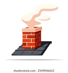 Chimney smoke roof vector isolated illustration