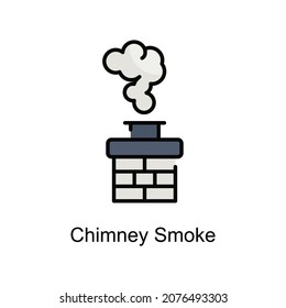 Chimney Smoke vector fill  outline icon. Illustration style EPS 10 file format