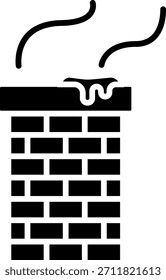 Chimney com ilustração de ícone de vetor de fumaça