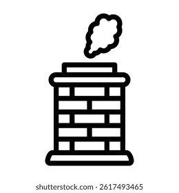 Chimney with Smoke Vector Line Icon Design