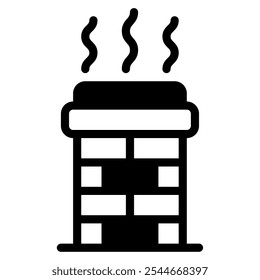 Chimney Smoke winter vector icon illustration