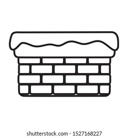 chimney with snow in border on white background vector illustration line style