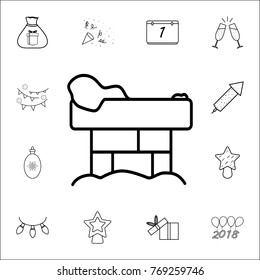 chimney with snow line icon. Set of Christmas and New Year icons. Signs, outline symbols collection, simple thin line icons for websites, web design, mobile app on white background