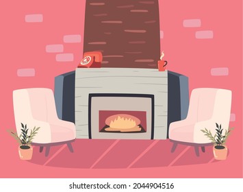 chimney and sofas home place scene