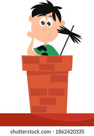 Chimney sweep, illustration, vector on white background.