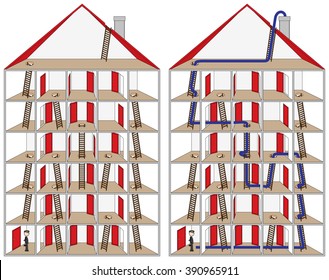 Chimney sweep maze for kids with a solution