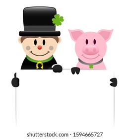 Chimney Sweep And Pig Holding White Label