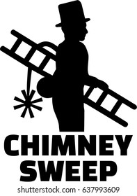 Chimney sweep silhouette with job title