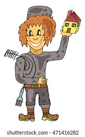 chimney sweep vector illustration