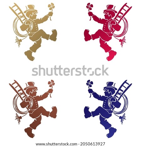 Chimney Sweep Vector Illustration. Silhouette Of A Chimney Sweep Isolated On A White Background