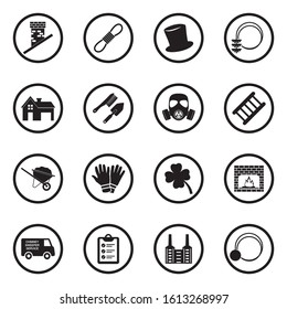 Chimney Sweeper Icons. Black Flat Design In Circle. Vector Illustration.