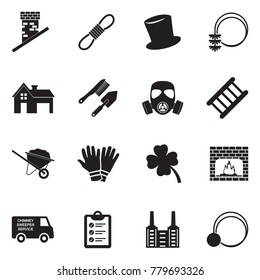 Chimney Sweeper Icons. Black Flat Design. Vector Illustration. 