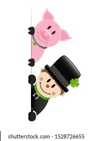 Chimney Sweeper And Pig Right Outside Vertical Banner