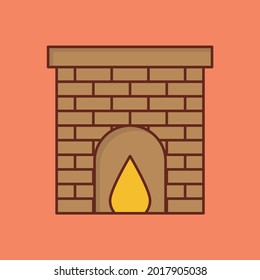 icono de color plano vectorial de chimenea