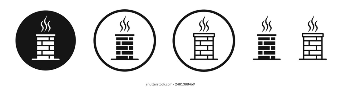 Icono de Vector de chimenea en color blanco y negro.