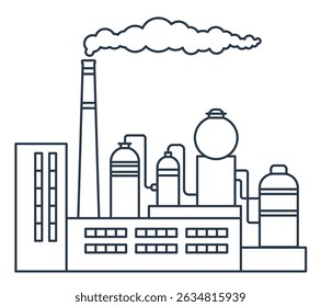 Chimneys and factory pipes with smoke. Emission of chemicals, air polluted recent vector scene