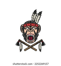 Chimp apache mascot design vector