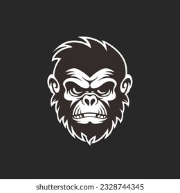 Chimp face silhouette logo, vector clipart of a monkey head. Unique illustration style for an iconic primate symbol.