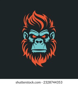 Chimp face silhouette logo, vector clipart of a monkey head. Unique illustration style for an iconic primate symbol.