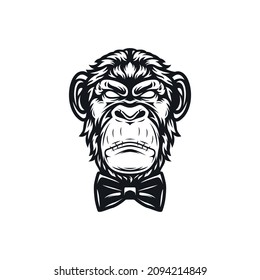 Diseño del logotipo de la mascota de la cabeza del chimpancé