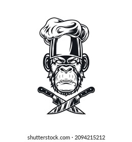 Diseño del logotipo de la mascota de la cabeza del chimpancé