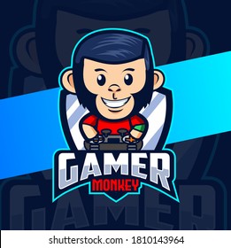 chimp monkey gamer mascot esport logo design