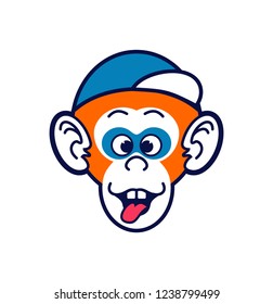 chimp smile with hat illustration