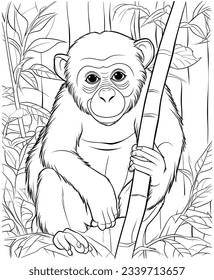 chimpanzee animals coloring page         for kids