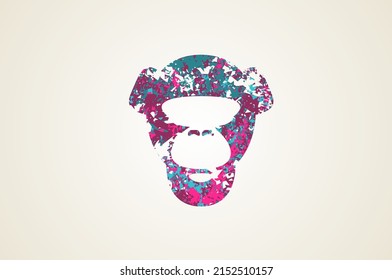 Chimpanzee Ape Colorful Art Logo Design