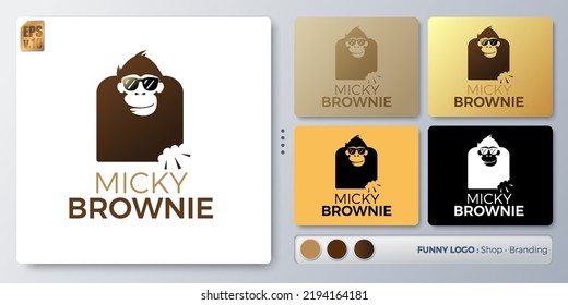 Chimpanzee brownie vector illustration Logo minimal design. Blank name for insert your Branding. Designed with examples for all kinds of applications. You can used for company, indentity, food shop