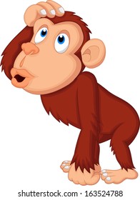 Chimpanzee cartoon thinking