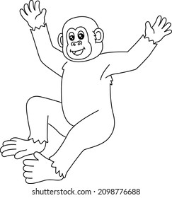 Chimpanzee Coloring Page Isolated for Kids