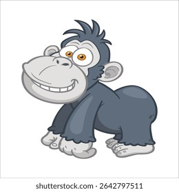 chimpanzee cub, baby monkey isolated on white background. Illustration. Template Clip art. 31
