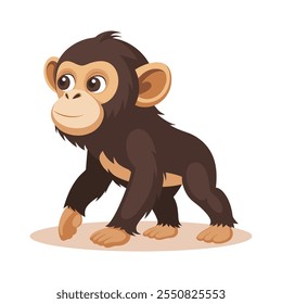 Chimpanzé. Macaco engraçado bonito. Ilustração animal em estilo cartoon.