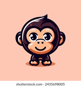 Chimpanzee Cute Mascot Logo Illustration Chibi Kawaii is awesome logo, mascot or illustration for your product, company or bussiness