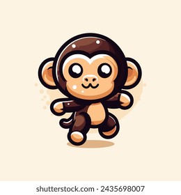 Chimpanzee Cute Mascot Logo Illustration Chibi Kawaii is awesome logo, mascot or illustration for your product, company or bussiness