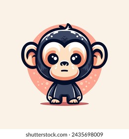 Chimpanzee Cute Mascot Logo Illustration Chibi Kawaii is awesome logo, mascot or illustration for your product, company or bussiness