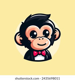 Chimpanzee Cute Mascot Logo Illustration Chibi Kawaii is awesome logo, mascot or illustration for your product, company or bussiness